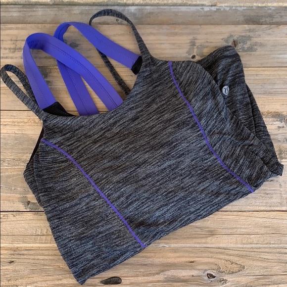 lululemon athletica Tops - Lululemon Strappy Tank Top Size 4 Gray and Purple